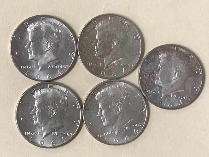 (5) 1964 Kennedy Half Dollars ...