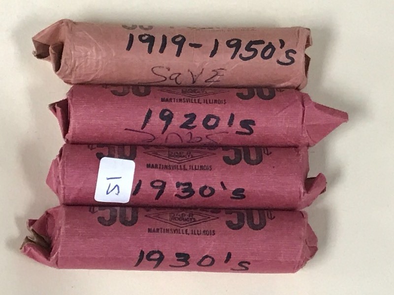 (4) Rolls Of Lincoln Cents (2) 193...