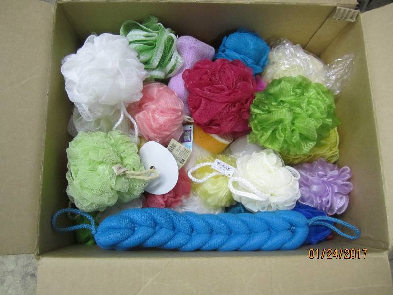 lot 1 image: Box of Assorted Bath Sponges...
