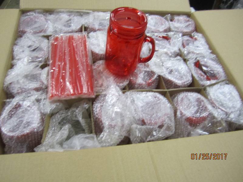 lot 75 image: Case of 24 Insulated Mason Jar Tumb...