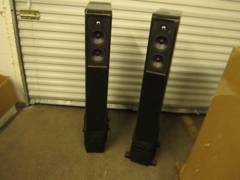 lot 202 image: Pair of large Speakers missing part...