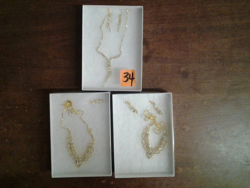 lot 34 image: 3-Gold Tone Necklace & Earring Sets