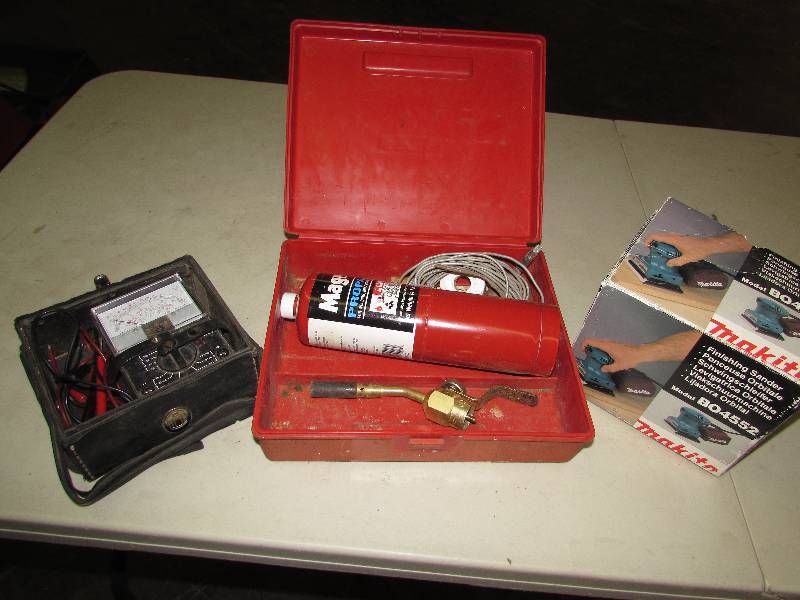 Propane Torch, Multi Meter and Palm sander