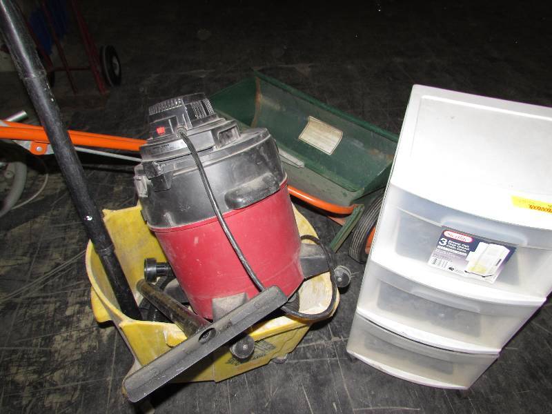 Tote, shop vac and mop bucket
