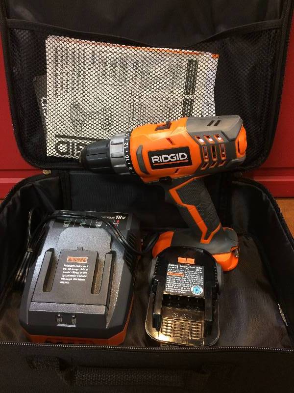 lot 22 image: Ridgid 18-Volt Lithium-Ion 12 in. Cordless Compact DrillDriver Kit never used