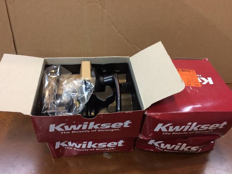 lot 27 image: Lot of 4  Kwikset Door Handles Delta Venetian Bronze