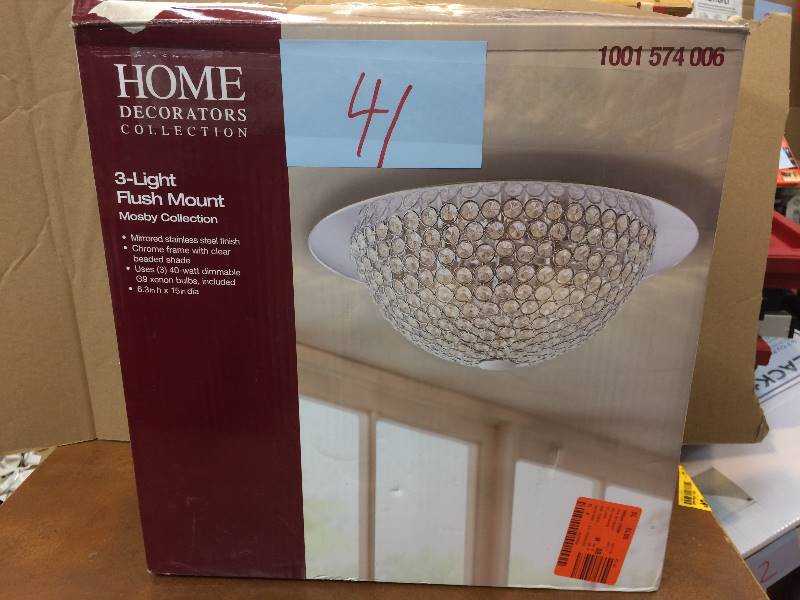lot 41 image: Home Decorators 3 Light Flush Mount Mosby Collection Never Used