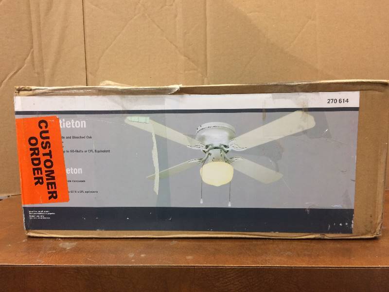 lot 54 image: Hampton Bay Littleton 42 in. White Ceiling Fan Never used