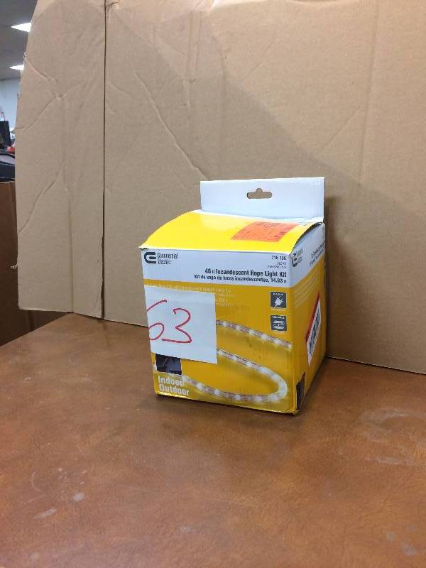 lot 63 image: Commercial Electric 48 ft incandescent rope light kit