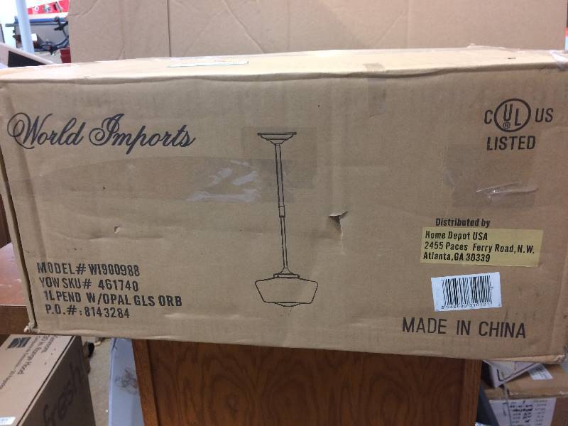 lot 73 image: World Imports Luray Collection Single Light Pendant open box