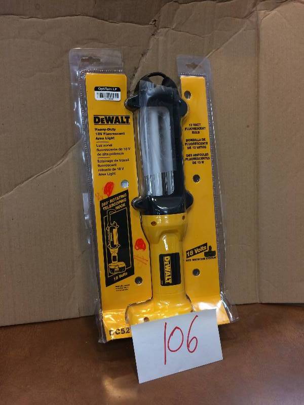 lot 106 image: Dewalt Heavy Duty 18V Fluorescent Area Light