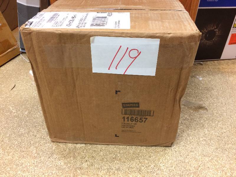 lot 119 image: Lot of 5 cases of 3-Tab File folders New