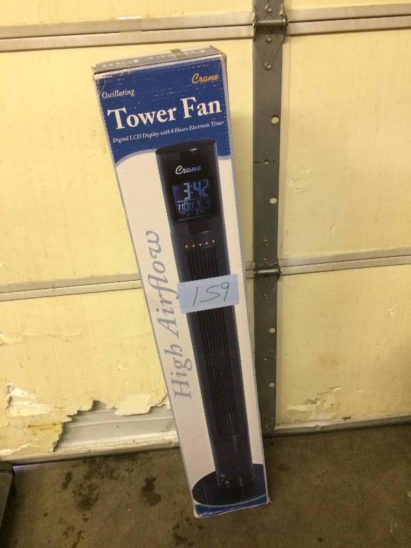 lot 159 image: Crane Oscillating Tower Fan New