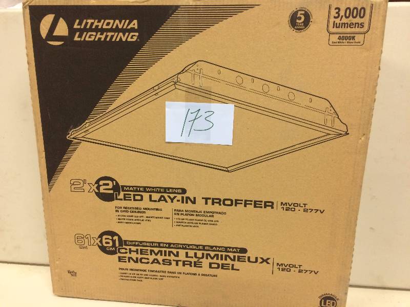 lot 173 image: Lithonia Lightning 2x2 LED LAY IN Troffer never used
