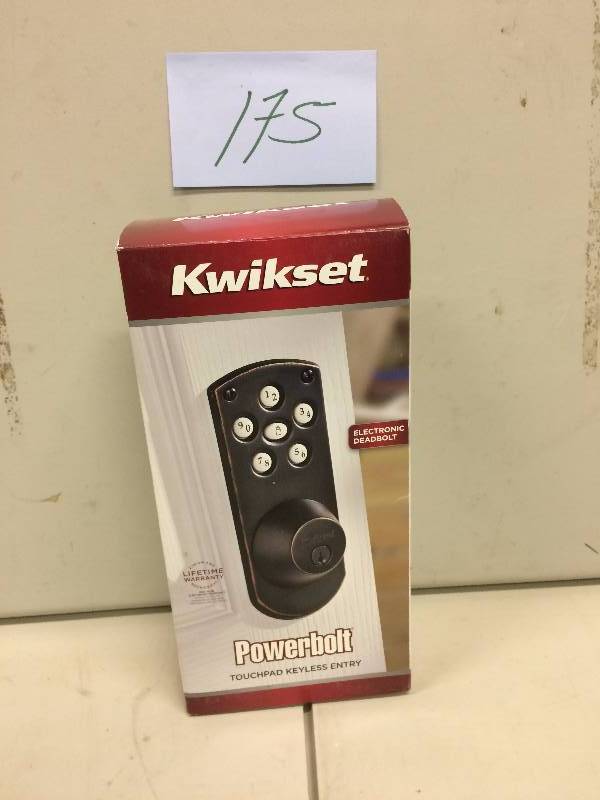 lot 175 image: Kwikset Powerbolt touchpad keyless entry never used