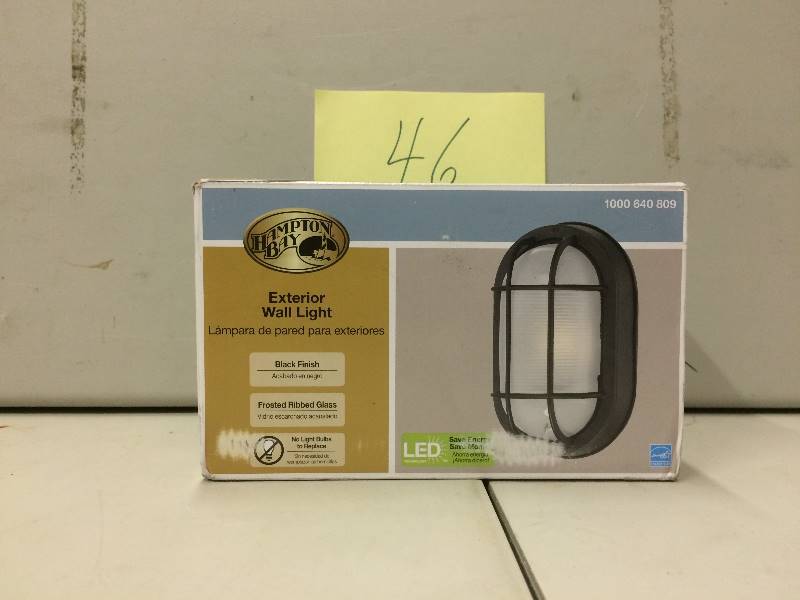 lot 46 image: Hampton Bay Wall Mounted Outdoor Black LED Wall Lantern