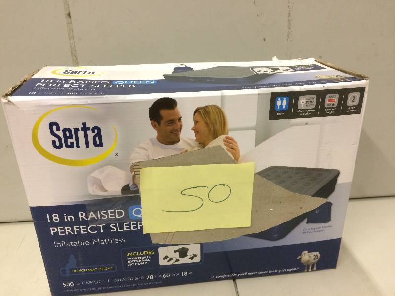 lot 50 image: Serta 18 in Raised Queen Air Bed