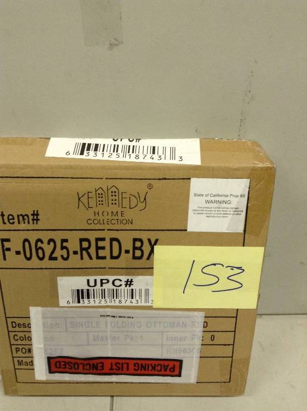 lot 153 image: F-0625-RED-BX Leather Ottman Red Foldable new