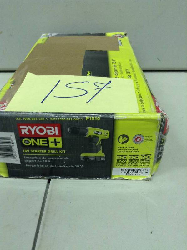 lot 157 image: Ryobi ONE 18-Volt Lithium-Ion Starter Drill Kit never used