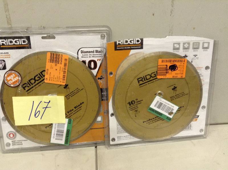 lot 167 image: Lot of 2 Ridgid Diamond Blades 10