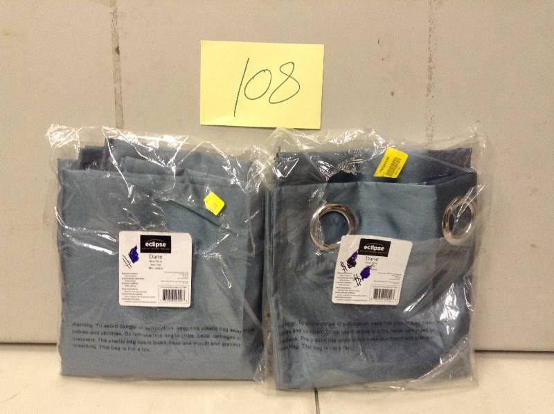 lot 108 image: Eclipse Dane Blackout River Blue Curtain Panel - 2 panels new