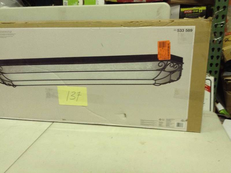 lot 137 image: Hampton Bay Saguro 4-Light Russet Fluorescent Ceiling Flushmount Never used