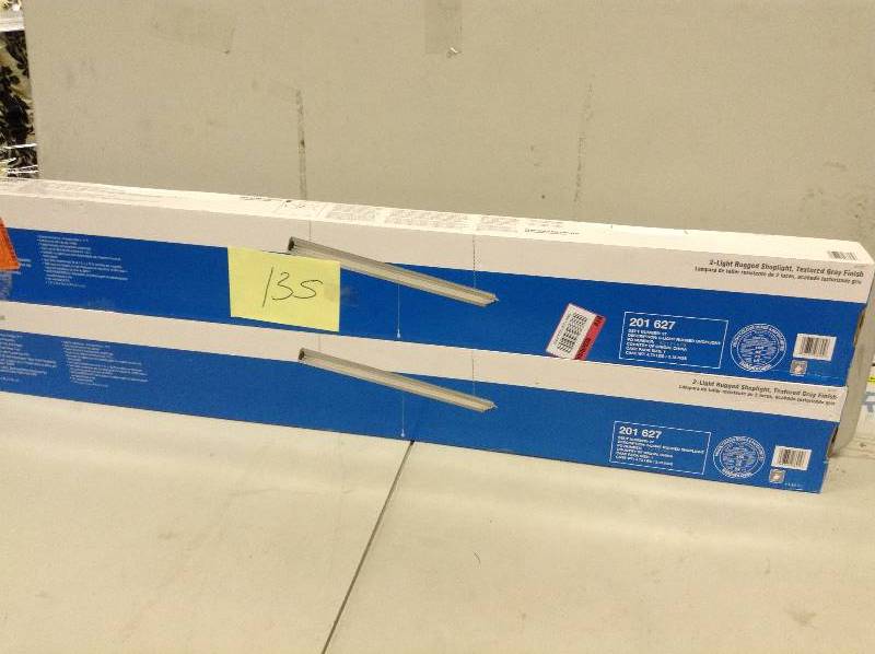 lot 135 image: Lot of 2 Commercial Electric Rugged 2Lamp Hanging Fluorescent lights