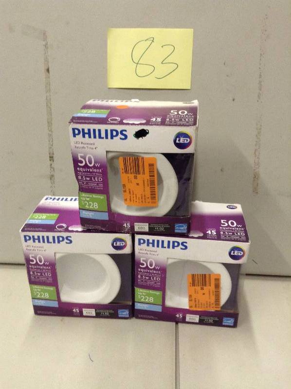 lot 83 image: Lot of 3 Phillips LED Recessed Trim 4