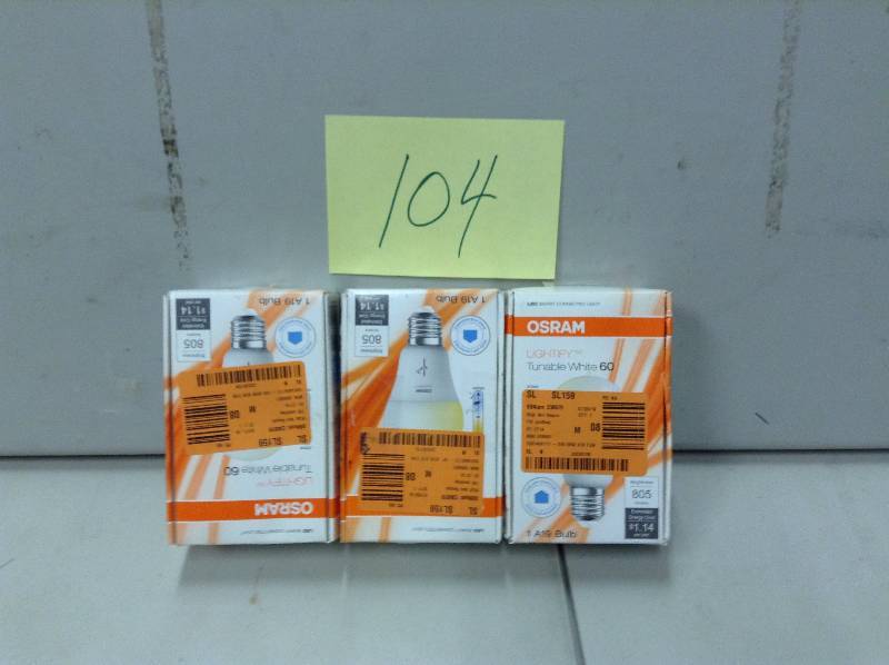 lot 104 image: Lot of 3 Osram Lightfy tunable white 60