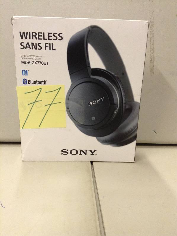 lot 77 image: Sony Wireless SANSA Fil Headphones MDR-ZX770BT