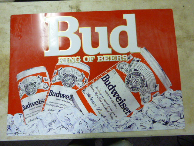 lot 128 image: Budweiser Metal Sign