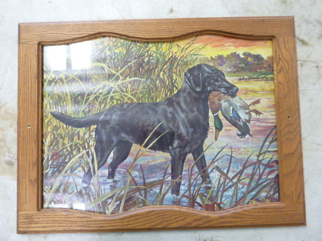 lot 161 image: Wood Framed Labrador Picture