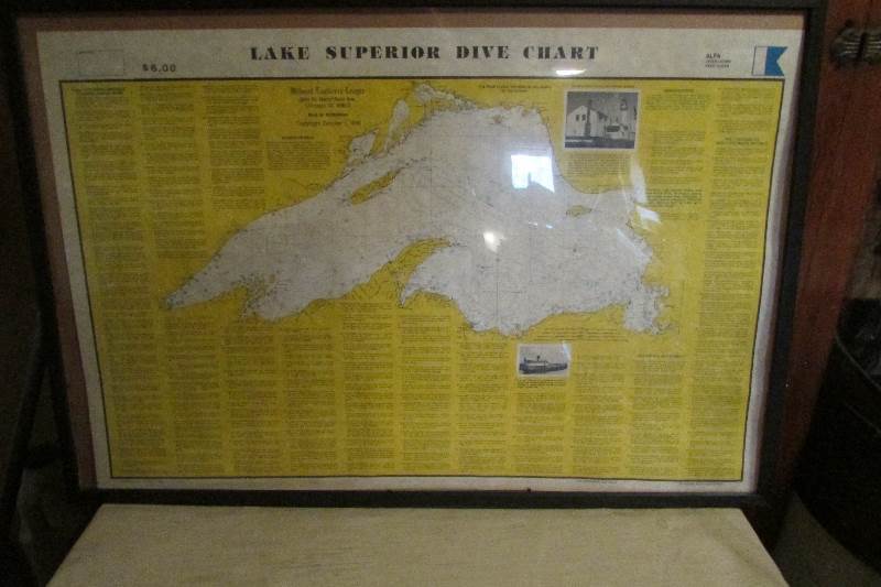 lot 1 image: Vintage Lake Superior Dive Map