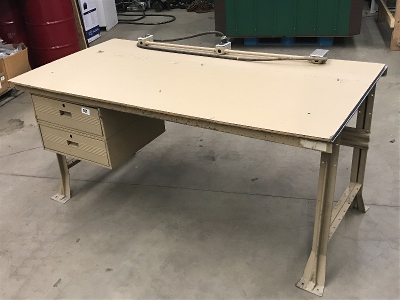 lot 28 image: 6ft Steel Shop Table With 2-Drawer ...