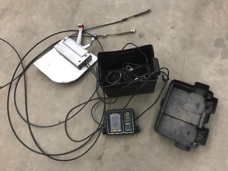 lot 57 image: Lot Of Marine Battery Box, Throttl...