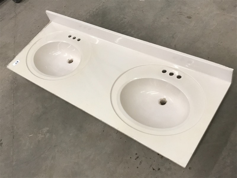 lot 67 image: Double-Bowl Vanity Top With Backspl...