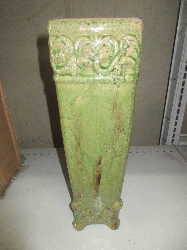 tall green ceramic vase