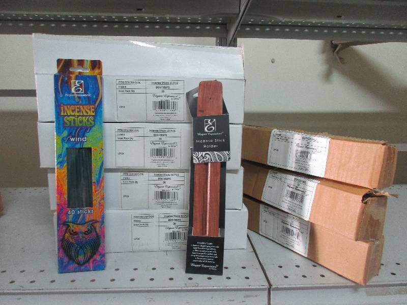 4 cases incense sticks (960 sticks total) and 3 cases of incense stick holders (12 total)