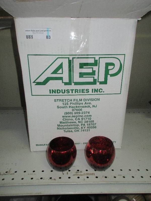 big box of red tea light cups
