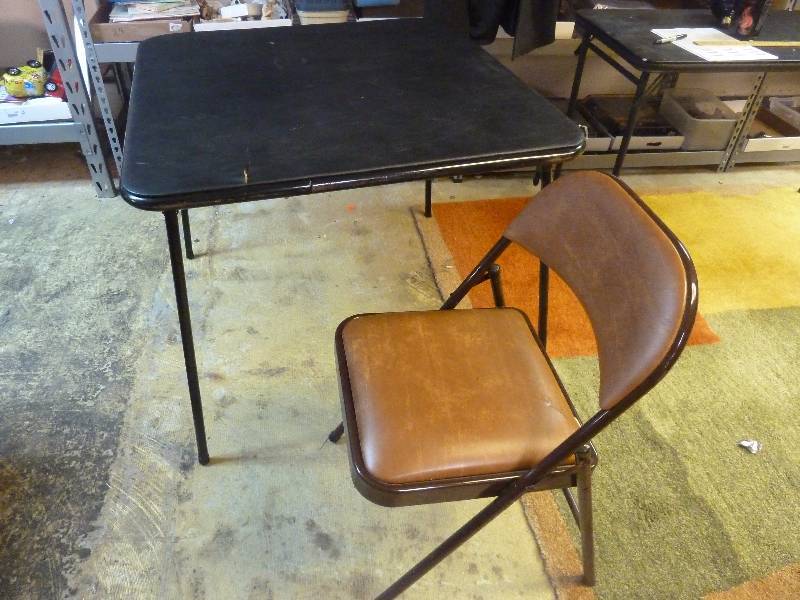 lot 200 image: Folding Card Table and One Folding Chair