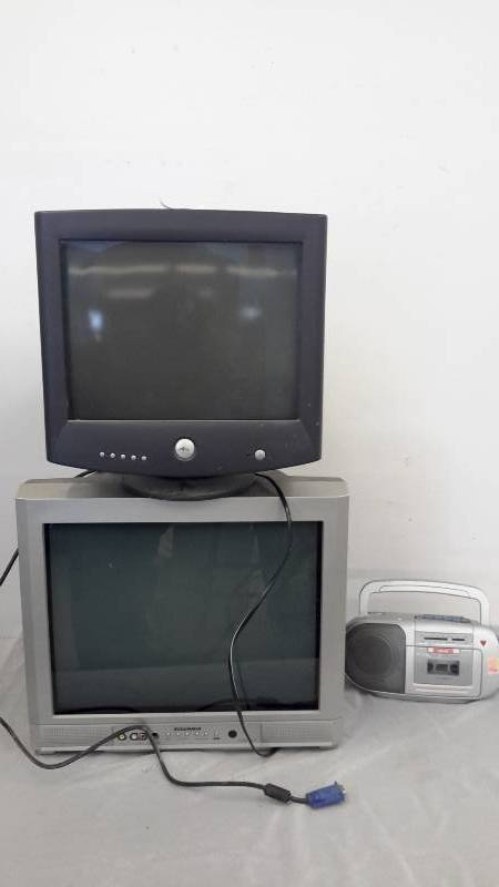 lot 19 image: Dell monitor, Sylvania TV, Maxell radio