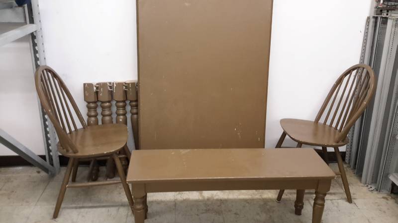 lot 47 image: All wood 2 chairs, one table, and a bench