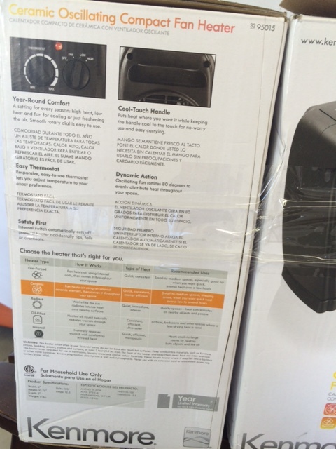 lot 83 image: Kenmore Ceramic Oscillating Compact Fan Heater x2