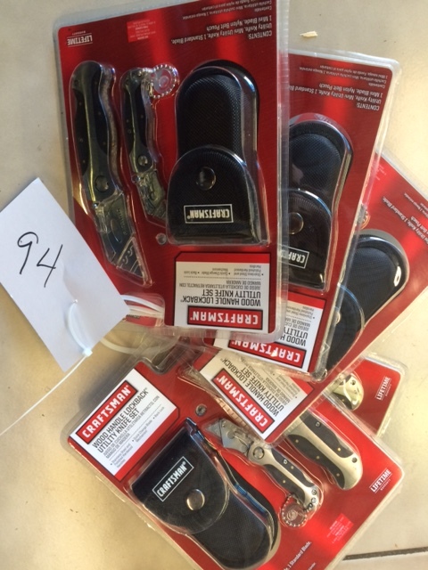 lot 94 image: Craftsman Wood handle lock back utility knife set. 5 units