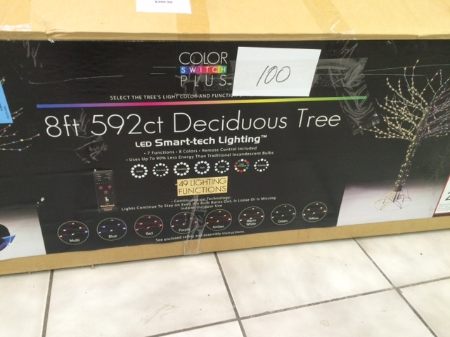 lot 100 image: 8 ft 592 ct Deciduous Tree with LED smart-tech lighting
