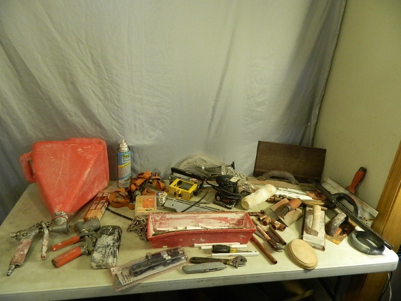 lot 108 image: Tools, Ceiling Texture Gun, Painting Supplies, and More