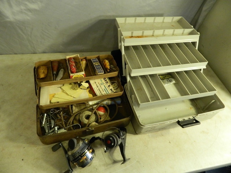lot 114 image: Vintage Tacklebox, Lures, Reels, and More