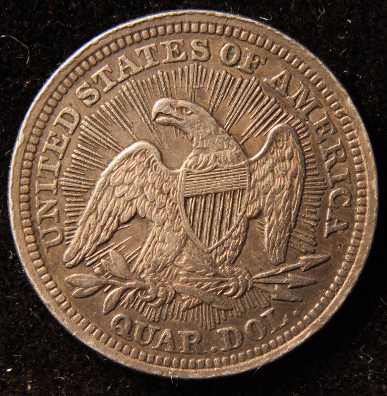 1853 SEATED SILVER QUARTER WITH ARROWS & RAYS XF