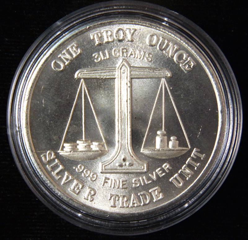 1 TROY OZ. .999 FINE SILVER VINTAGE EAGLE-FLAG SILVER TRADE UNIT IN AIRTITE