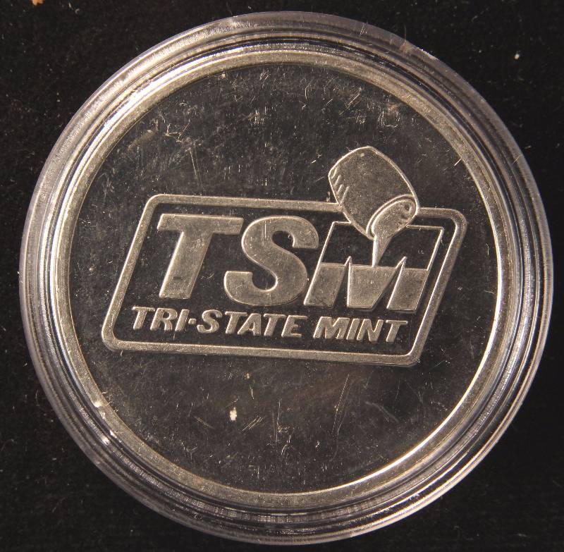 1 TROY OZ. .999 FINE SILVER ROUND TRI-STATE MINT IN AIRTITE HOLDER